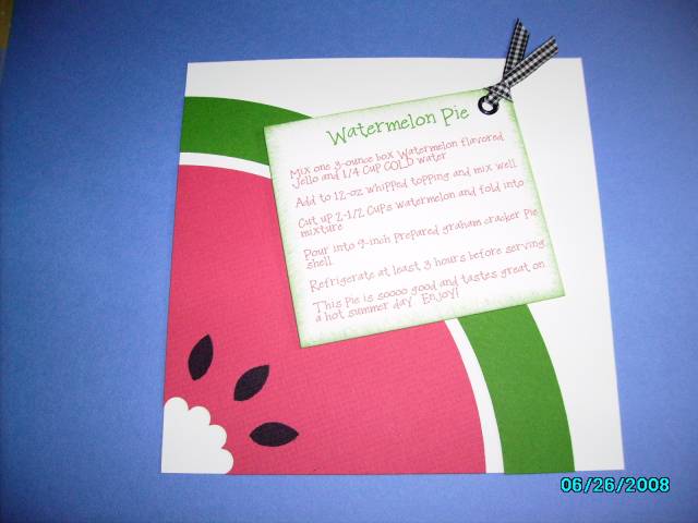 Watermelon Pie recipe card by Christie B at Splitcoaststampers