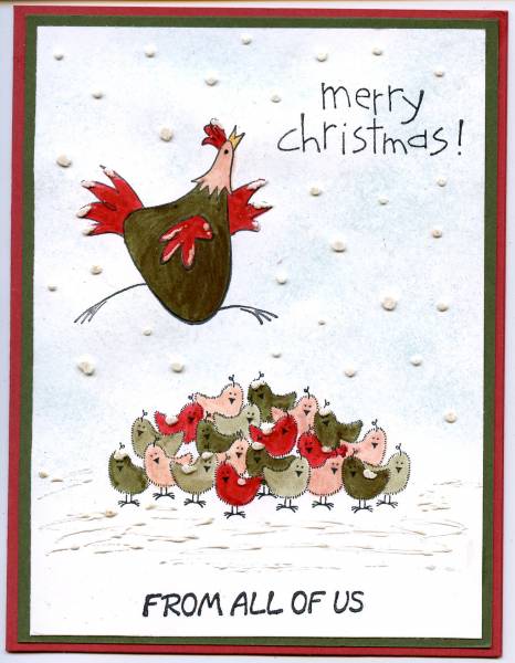 Chicken Merry Christmas by Stampin Granny at Splitcoaststampers