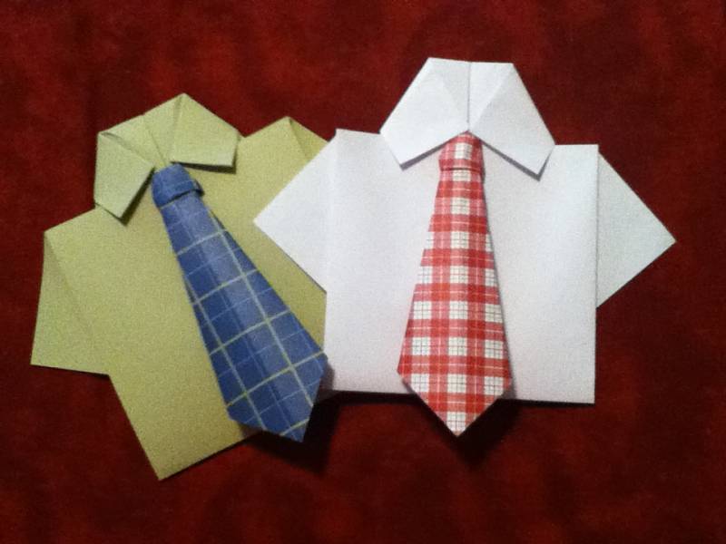 Origami Necktie and Shirt Card by sweetbloominscraps at Splitcoaststampers