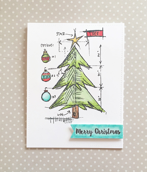 blueprint christmas tree by debduty at Splitcoaststampers