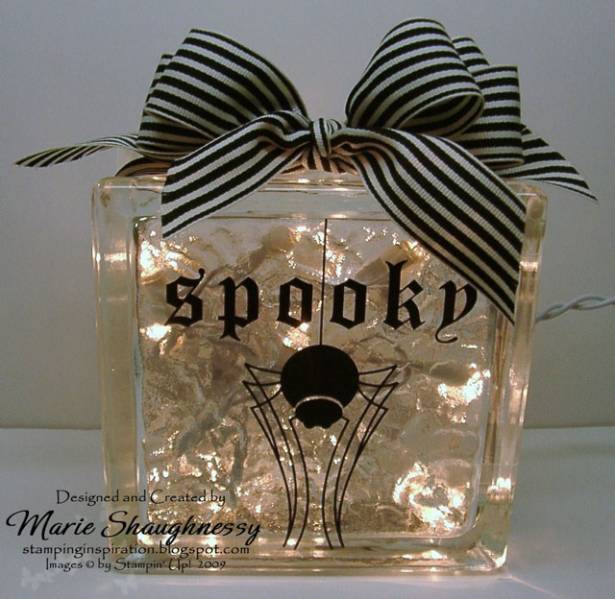 Spooky Spider Lighted Glass Block by Card Shark at Splitcoaststampers